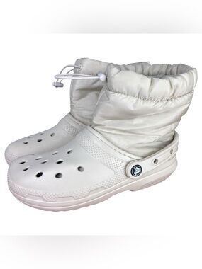 Crocs Shoes Size M4/W6 Classic Lined Neo Puff Beige Boots Fleece Faux Fur 206630